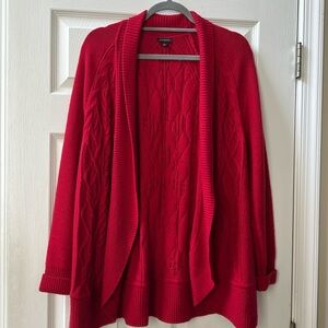 Women’s Talbots Cable Knit Open Cardigan Sweater Size Large in Red